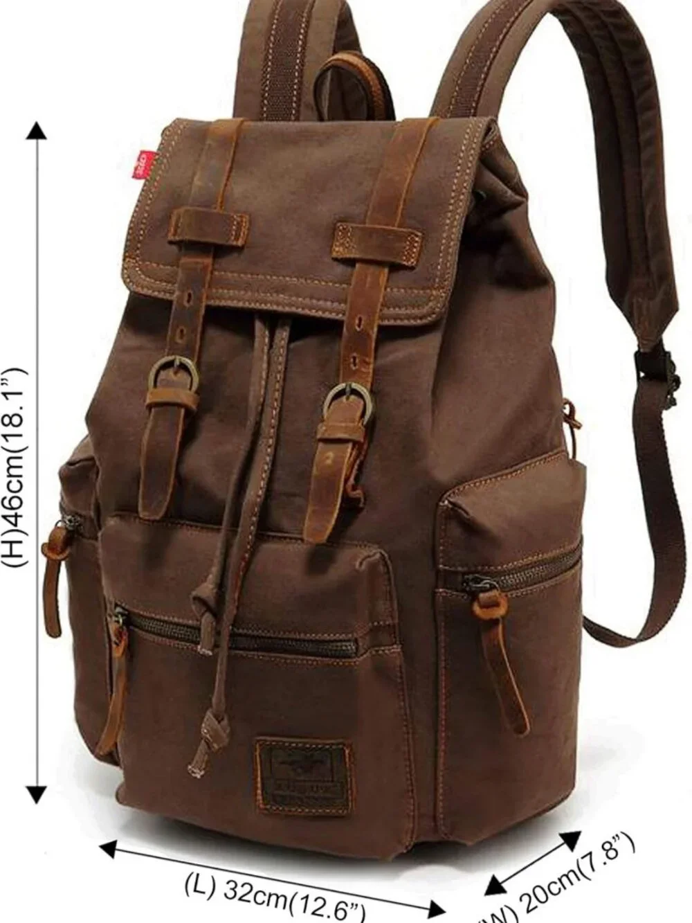 Vintage Canvas Travel Backpack, Leather Trim, Padded Laptop Sleeve, Hidden